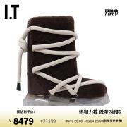 RICK OWENS IT 女款中筒靴新款甜酷时尚粗绑带厚底靴1889LS4L BWZ/棕色 35