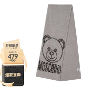 莫斯奇诺（moschino）男女同款灰色小熊款羊毛围巾 50200 M5636 014