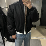 大嘴猴定制新款美式复古廓形短宽MA1飞行夹克棉服男cleanfit翻领Bomber 黑/棕 2XL 160-180斤