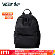 Walker Shop品牌双肩包韩版简约背包防泼水尼龙牛津布旅行电脑包 黑色小号(38*30*12CM)