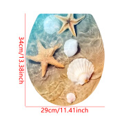 跨境创意3D海滩贝壳海星卫生间马桶贴家居装饰墙贴自粘画防水防油 CHA196 29x34cm约35g