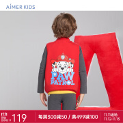 Aimer kidsAimer Kids爱慕儿童汪汪队马甲中性字母毛毛马甲AK3412332 红底毛毛局印 110