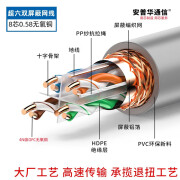 安普超六类双屏蔽纯铜千兆家用网线POE高速监控网络双绞线无氧铜6 超六类纯铜千兆0.58蓝色 50m