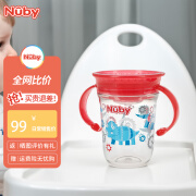 努比（Nuby）宝宝喝水杯带手柄360度吮吸魔术学饮杯啜饮杯嘬口敞口杯带防尘盖 红色恐龙 240ml