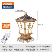 良源现货太阳能柱头灯LED户外防水庭院别墅墙头围墙大门灯家用门 大号米字太阳能款 古铜色