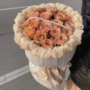 花旺鲜花速递乌梅子酱玫瑰花束鲜花生日礼物女送女友爱人全国同城配送 【法式浪漫】法式小香风19枝卡布|dy365