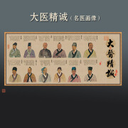 临宝得乐 孙思邈大医精诚挂画古代十大名医画像华佗张仲景中医理疗馆装饰画 大医精诚 四尺装裱尺寸：37x80cm  复古金外框  带框