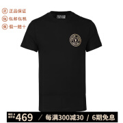 VERSACE JEANS COUTURE范思哲男装t恤夏季字母logo短袖节日礼物 黑色 M