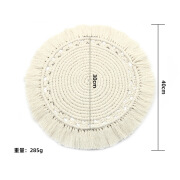 繁悦（FANYUE）40cm手工编织圆形餐垫流苏北欧家居装饰聚会餐桌垫 米色平结款 40*40cm