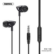 REMAX睿量 RW-105106有线音乐通话耳机入耳式3.5mm跑步运动耳塞 RW-106有线耳机黑色