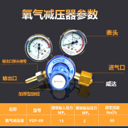 威达氧气表乙炔表丙烷减压器减压阀压力表防震连接阀实验室压力表 氧气减压器YQY-08(15-2MPa)