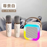 K12蓝牙音箱麦克风一体麦家庭音响蓝牙音响全民K歌家用无线套装 热卖双麦尊贵白【立体音效+智能美声】