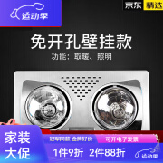 欧普锐浴霸壁挂式洗澡间灯暖风暖型一体挂壁式卫生间浴室取暖器灯 银色双灯【550W】 防水防爆