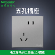 Schneider开关插座面板家用多孔皓呈系列灰色 五孔 1只