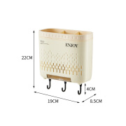 北芝欧厨房筷子筒带盖尘壁挂式筷篓置物架筷筒餐具沥水收纳盒家用 奶油白【无盖】 【赠壁挂贴】