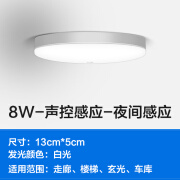 led红外人体雷达声光控感应智能吸顶灯楼梯过道入户车库走廊家用 声光控感应 8W 夜间13cm