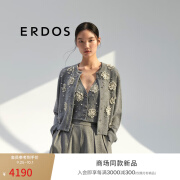 ERDOS 24秋冬新品圆领手工盘花小外套厚款保暖时尚百搭女开衫羊绒衫 玛瑙灰 165/84A/M