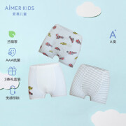 Aimer kids爱慕儿童男孩立裆莫代尔中腰平角内裤3条装AK223B675赛车条纹150