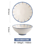 川岛屋日式8寸面碗汤碗大号家用拉面碗陶瓷大碗斗笠喇叭碗面条碗 8英寸线条斗笠碗