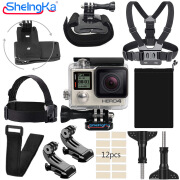 Sheingka跨境专供gopro穿戴套装goprohero43+运动配件套装 黑色