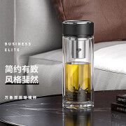 万象（WANXIANG）WANXIANG双层耐热玻璃杯255ml带滤网商务办公水杯V272黑绿色 V272-石墨黑