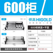 悍高悍高  HIGOLD潘多拉方管碗碟三边拉篮调味品篮橱柜阻尼抽屉式拉篮 600柜 2层 潘多拉碗碟篮＋平篮