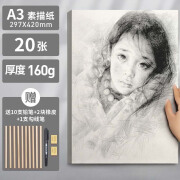 8K素描纸4K绘画A3铅画纸16k速写A4美术生专用加厚180G水粉马克笔水彩八开2K儿童幼儿园 素描纸【A3】160G/20张