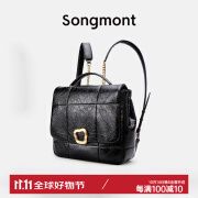 Songmont山下有松巧克力系列双肩包设计师新款头层牛皮大容量电脑背包 黑色现货