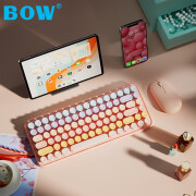 B.O.W 航世 K608DL 三模无线蓝牙充电键盘鼠标套装 办公平板手机电脑专用键盘鼠标 甜心粉【三模键盘】充电