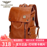 法莱阿玛尼（FALAMAONE）意大利品牌双肩包男户外防泼水男士背包笔记本电脑包16英寸送男友 棕色男士双肩包-SJ307 默认1