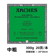 阿诗水彩本300g棉浆四面封胶水彩纸本ARCHES 中纹200*200mm(四面)