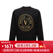 VERSACE JEANS/范思哲24年春夏时尚烫金印花套头卫衣经典款潮流单品 G89黑色 S