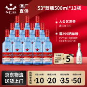 红星二锅头 53度500ml*12蓝瓶整箱装 绵柔8纯粮酿造 高度清香型白酒 53度 500mL 12瓶 蓝瓶绵柔8