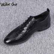 Walker Shop商务鞋男系带【甄选头层牛皮】潮流瘦版休闲皮鞋男韩版 黑色 42