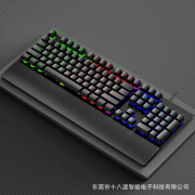 十八渡GK60机械手感有线键盘游戏发光悬浮键帽带手托办公跨境 GK60字透彩光黑色带手托