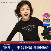 TOMMY HILFIGER汤米童装春秋季长袖T恤男女童儿童卫衣中大童秋装打底衫 黑 130/64(7)