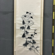 佚名，民国时期老画《墨菊图》纸本软片，国画书法古玩字画。