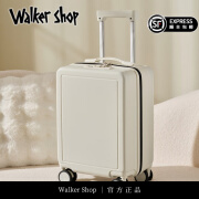 Walker Shop品牌行李箱男女迷你高颜值轻便静音轮登机箱密码箱 杏仁白（杯架+usb充电+手机支架） 16英寸