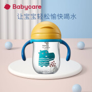 bc babycare婴儿6-12个月防漏耐摔水壶宝宝喝水杯1-3岁保温杯吸管杯及配件 儿童吸管杯 240ml 【洛克黄】