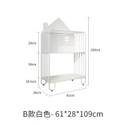 祖赛卧室简易铁艺置物架小房子靠墙落地儿童书架绘本收纳书柜飘窗移动 白色双层