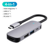 SIKAITypeC拓展坞macbook转换器USB30集线器网线转接头hdmi笔记本 4合1【HDMI+USB口*2+PD60W供电口