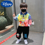 迪士尼（Disney）奥特曼衣服男童秋装套装帅气儿童装2024新款春秋季男孩痞帅两件套 桔绿色 春秋 120cm(建议身高112cm左右)