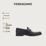 菲拉格慕（Ferragamo）男士黑色Gancini扣饰莫卡辛鞋 0769880_3E _ 70/40 礼物送男友