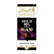 lindt 瑞士瑞士莲巧克力可可片不含代可可脂特醇排块薄片生日礼物 90%可可黑巧片盒装100g