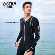 WATERTIME/水川 潜水服男士水母衣浮潜服连体冲浪浮潜衣长袖泳衣 黑色 XL