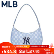 MLBNY韩国代购流行腋下包精美 单肩包NY 字母印花 手拎时尚包 湖蓝色