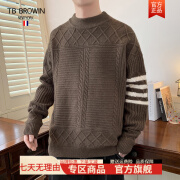 TB BROWIN汤姆tb经典四条杠男女款毛衣秋冬季休闲百搭情侣衣服半高领外穿 咖啡色 M