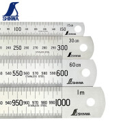 SHINWA 日本亲和测定企鹅钢尺不锈钢翘头直尺多功能加厚标尺刻度尺60cm 抛光100厘米21676