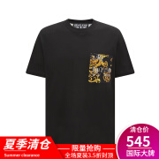 VERSACE JEANS/范思哲24年夏季新款时尚休闲潮流巴洛克印花口袋短袖T恤 G89黑色 L