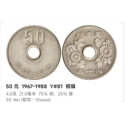 二战后1945年后日本硬币银币铜币镍币铝币世界外国钱币收藏亚洲 1959后中孔五十元年份随机发